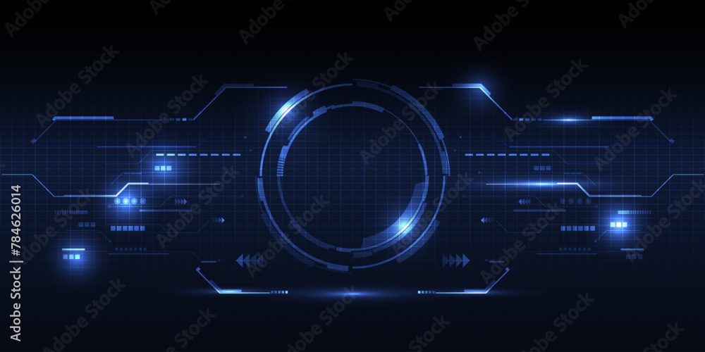 Futuristic blue digital high technology with circle hud and digital ...