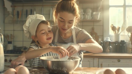 Poster - A Mother and Child Baking Together