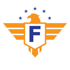 Wall Mural - Initial Wing Logo On Letter F For Transportation Symbol