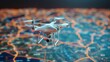 Delivery and Logistic: A 3D vector illustration of a delivery drone flying over a map