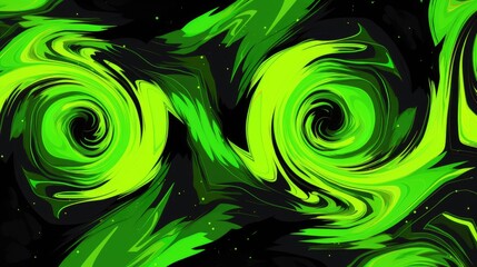 Wall Mural - Vibrant Green Abstract Swirls Digital Art Wallpaper