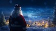 A magical scene of Santa Claus concept in wonder at the vivid Northern Lights,  tonsillary