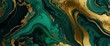 A beautiful blend of teal and gold in fluid abstract art reminiscent of marble patterns