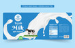Milk label design ideas, cow milk label design, farm fresh pure natural organic milk bottle label design product packaging pouch editable vector file layout template download