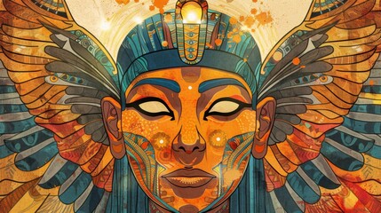 Amun Ra Egyptian pharaoh god drawing painting art wallpaper background