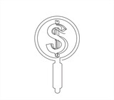 Fototapeta Natura - Continuous one line drawing magnifier and dollar icon illustration concept