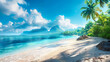 Tropical Paradise with Palm Trees and Clear Blue Waters, Ideal Vacation Spot for Relaxation