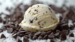 Scoop of Creamy White Ice Cream with Chocolate Chips Generative AI