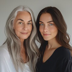 Wall Mural - Portrait of senior woman with daughter 