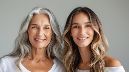 Wall Mural - Portrait of senior woman with daughter 