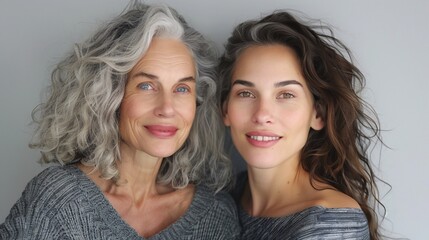 Wall Mural - Portrait of senior woman with daughter 