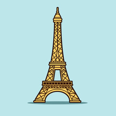 Eiffel tower hand-drawn comic illustration. Eiffel tower. Vector doodle style cartoon illustration