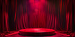 Empty stage podium of the theater and theatrical serenity red stage light for product presention