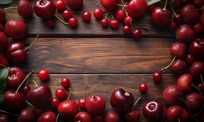 Wall Mural - Ripe cherry on vintage background.