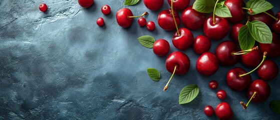 Wall Mural - Ripe cherry on vintage background.