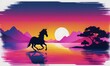 wallpaper depicting the silhouette of a horse in pop-art style