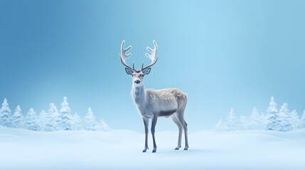 Wall Mural - Reindeer winter icon 3d