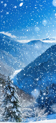 Wall Mural - Snowy Mountain Aerial Landscape View, Amazing and simple wallpaper, for mobile