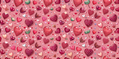 Wall Mural - Happy valentine's day seamless valentine elements background