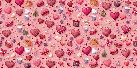 Wall Mural - Happy valentine's day seamless valentine elements background