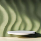 Fototapeta  - empty white plate on a green background