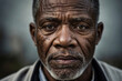 Tiefgründiges Porträt eines Afroamerikaners, dessen Gesicht Lebensgeschichten in sich birgt