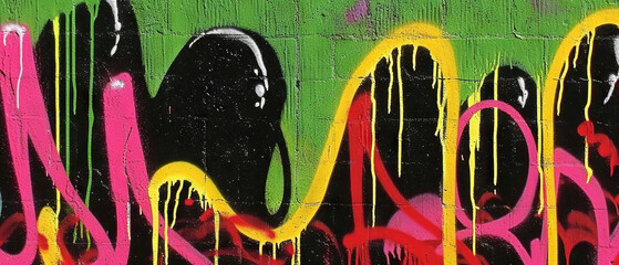 Sticker - Gritty Urban Art: Vibrant Graffiti Wall with Colorful Abstract Patterns