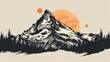 Mountain illustration for outdoor adventures, perfect for t-shirts and more!