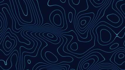 Abstract digital topographic contour map concept, neon light cartography geographic terrain pattern design, futuristic topo wavy black and white mountain surface, line art technology background