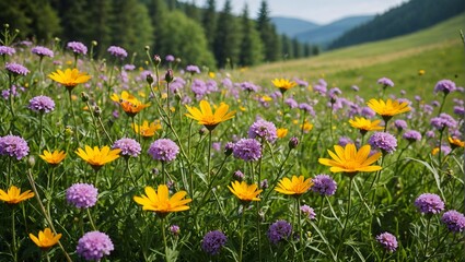 Wall Mural - Nature-background-with-wild-flowers