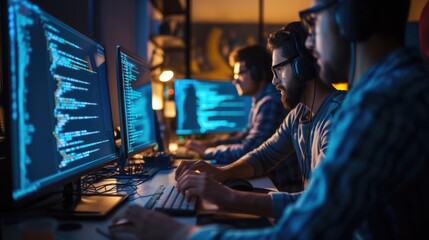 Programmer working with software development and data coding in office AIG41