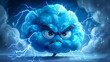 A cartoon cloud fuming with anger, lightning bolts for eyebrows