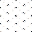 Seamless pattern with cute horses on white background