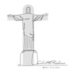 Line drawing monument in Brazil. Jesus Christ.