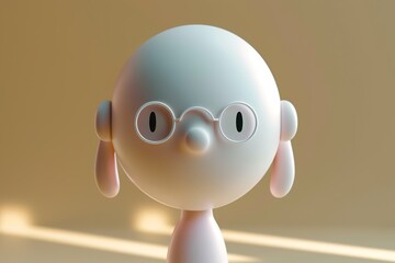 A beautiful and cute 3D minimalist character for graphic resource. 3D rendered cute character face.