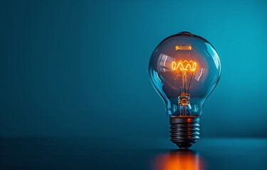 Light Bulb Illuminated Against Blue Background