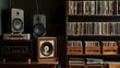 Classic Audio Vibes: Vintage Vinyl & Speakers. Concept Vintage Vinyl, Classic Speakers, Analog Sound, Nostalgic Music