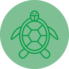 Turtle Green Line Circle Icon