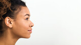 Fototapeta  - Woman profile portrait with perfect fresh clean skin