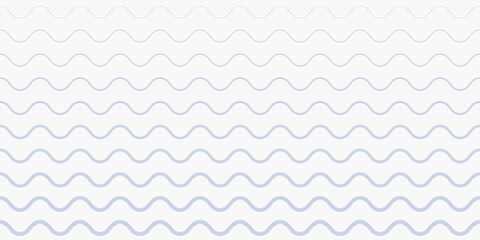 Vector seamless pattern with horizontal waves, wavy lines, stripes. Blue and white background with halftone transition effect. Simple minimal texture. Subtle repeat geo design for print, decor, cover