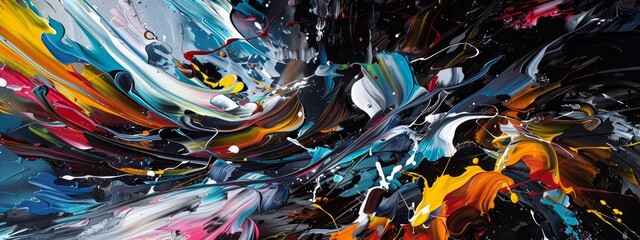 Poster - Dynamic Abstract Paint Swirls and Strokes
