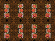 abstract red flowers in brown design on black background