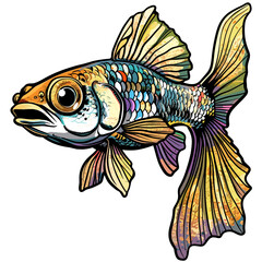 Wall Mural - Illustration of a goldfish on a white background. Vector image