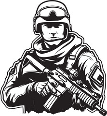 Strategic Guardian Soldier Holding Assault Rifle Badge Battle Guardian Assault Rifle Soldier Icon