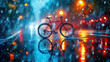 World bicycle day concept International holiday june 3, bicycle with blur rainy lights effect background, banner, card, poster with text space