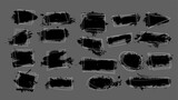 Fototapeta Młodzieżowe - Set of abstract black blots. Grunge frame. hand drawing. Not AI, Vector illustration