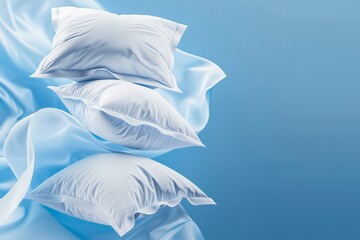 Wall Mural - Soft pillows gently floating on undulating waves of fabric, evoking a feeling of calmness..