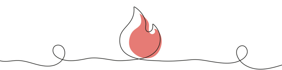 Wall Mural - continuous editable drawing of fire icon. flame symbol in one line style.