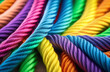 Colorful ropes are intertwined together. Symbol of a strong team