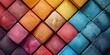 Overhead shot of colorful yoga blocks arranged in geometric pattern, bright studio lighting
